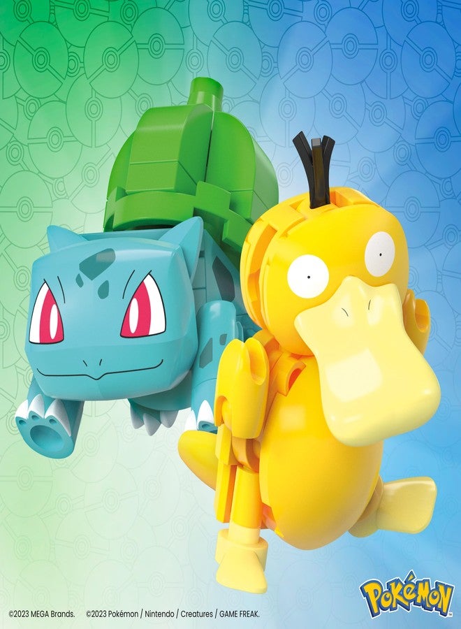 Mega Brands MEGA Pokémon Building Toys Set Bulbasaur & Psyduck with 63 Pieces, 2 Poseable Characters and Poké Ball, 2 Inches Tall, for Kids - Image 4